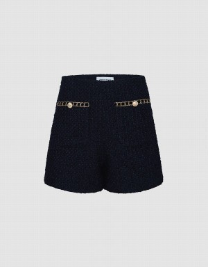 Short Urban Revivo Boucle Sequin Detail Femme Noir | DUR9026EO