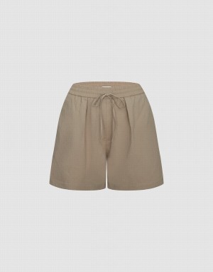 Short Urban Revivo Drawstring Taille Oversized Femme Kaki | DHK2548ZX