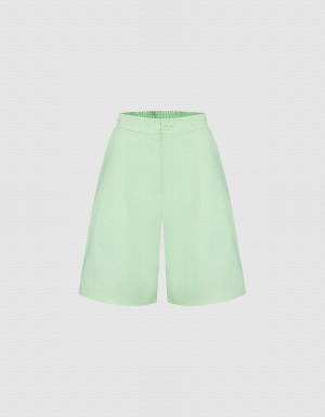 Short Urban Revivo Plain Plissé Femme Vert | MPK5379NT