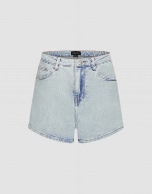 Short Urban Revivo Regular Denim Femme Bleu | JDA3856EA
