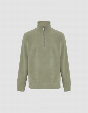 Sweats Urban Revivo Zip Half Placket Tricoté Homme Vert | HWH9980KE