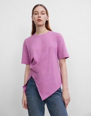 T Shirts Urban Revivo Asymmetric Crew Neck Regular Femme Violette | FWB7498LG