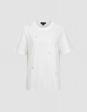 T Shirts Urban Revivo Crew Neck Droit Femme Blanche | CPY7982JX