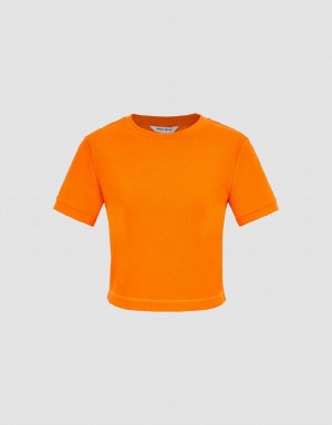 T Shirts Urban Revivo Crew Neck Mince Femme Orange | NOB8996AO