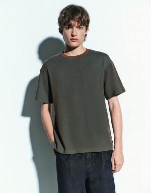 T Shirts Urban Revivo Crew Neck Tricoté Homme Vert | VMP3881BY