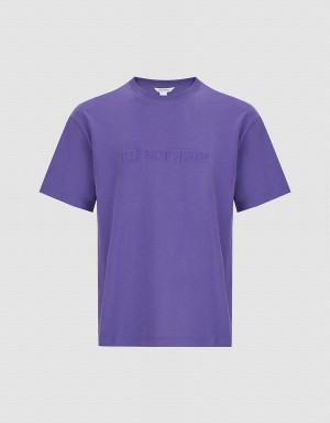 T Shirts Urban Revivo Letter Embossed Crew Neck Homme Violette | YQM1897FG