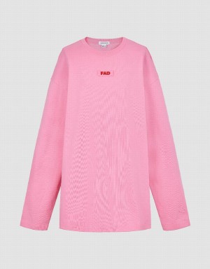 T Shirts Urban Revivo Letter Printed Crew Neck Loose Femme Rose | KHH8051RI