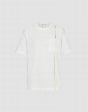 T Shirts Urban Revivo Pocket Patched Crew Neck Homme Blanche | SMQ9521FY