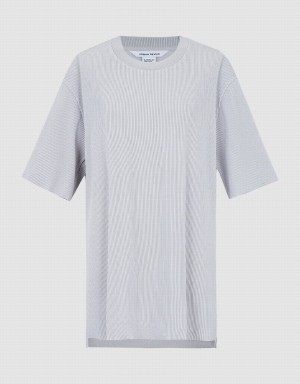 T Shirts Urban Revivo Slit Hem Textured Femme Grise Clair | QNY4643PR
