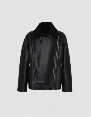 Vestes En Cuir Urban Revivo Droit Vegan Homme Noir | NZF4149EB