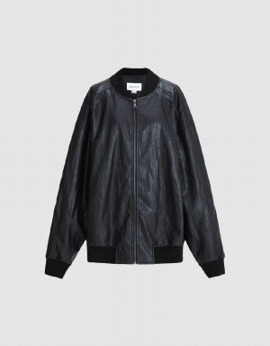 Vestes En Cuir Urban Revivo Zippé Front Vegan Homme Noir | YLN8235FF