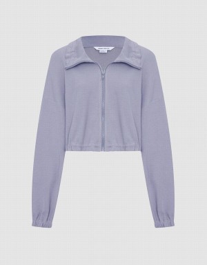 Vestes Urban Revivo Drawstring Zip Up Femme Grise Clair | AQZ3144NY