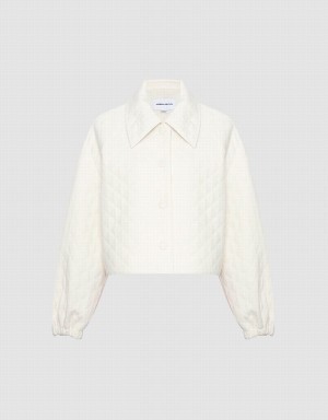 Vestes Urban Revivo Textured Button Up Femme Blanche | BQV9631CA