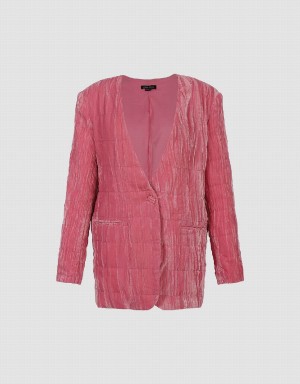 Vestes Urban Revivo V-Neck Droit Femme Rose | ZDS9584BL
