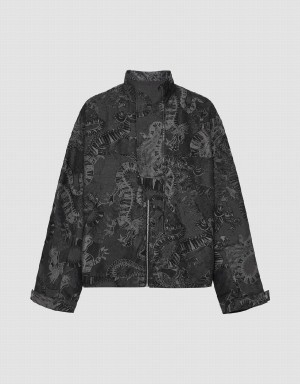 Vestes Urban Revivo Zippé Front Printed Homme Grise Clair | IXW656RM