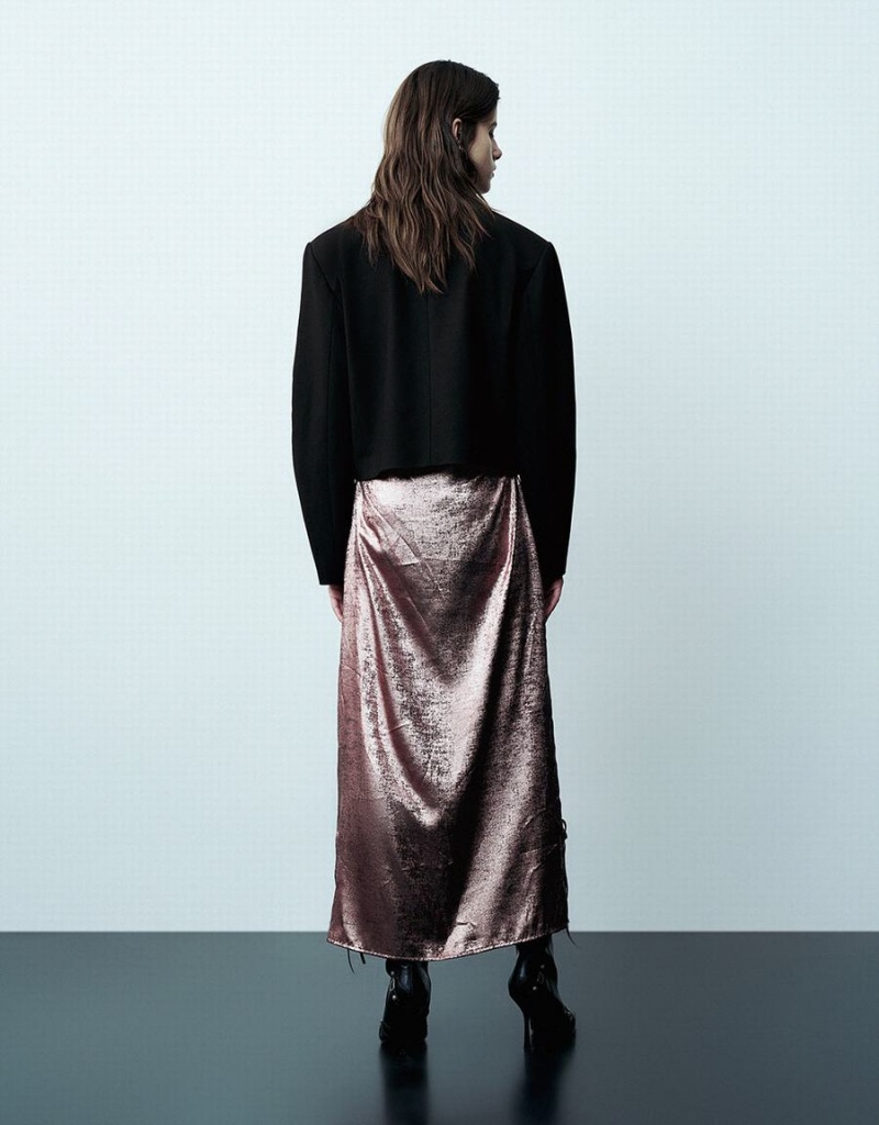 Blazer Urban Revivo Cropped With Chain Decor Femme Noir | LLP1325NW