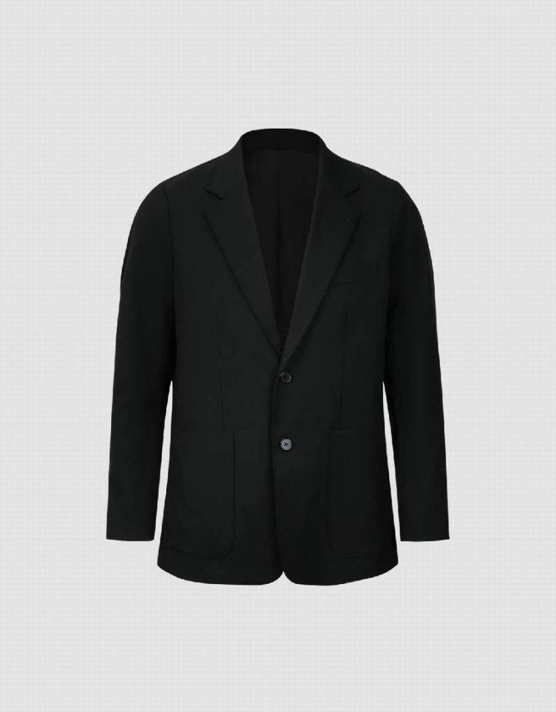 Blazer Urban Revivo Notch Lapel Tailored Homme Noir | IIU7979XK