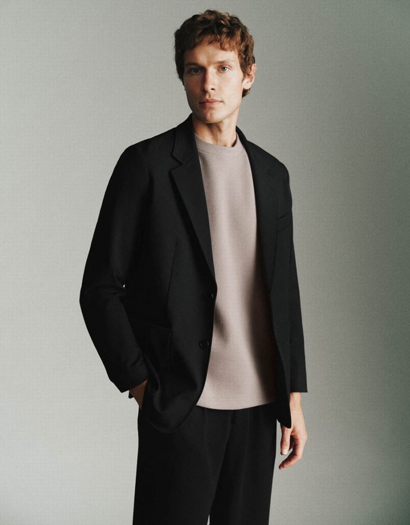 Blazer Urban Revivo Notch Lapel Tailored Homme Noir | IIU7979XK
