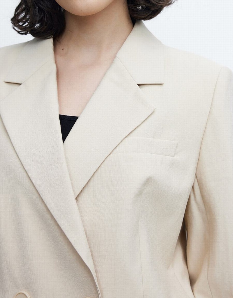 Blazer Urban Revivo Plain Double Breasted Femme Kaki | FXF4377VC
