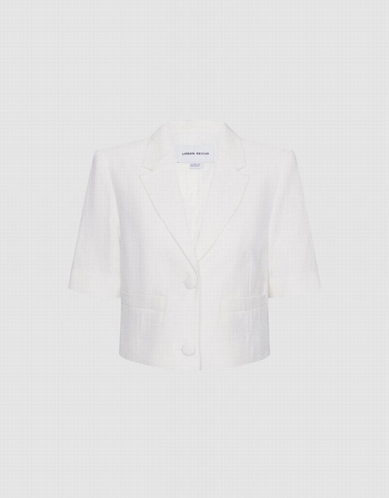 Blazer Urban Revivo Single Breasted Corta Sleeve Crop Femme Vert | GWZ5684NU