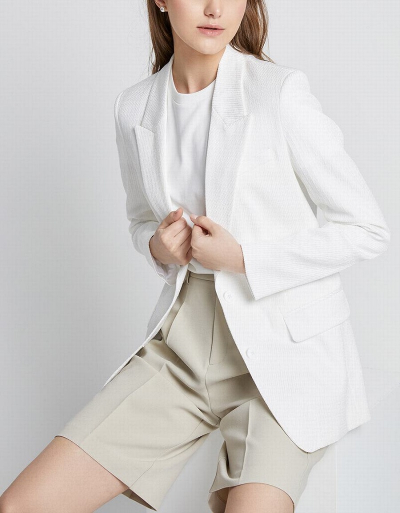 Blazer Urban Revivo Single Breasted Femme Blanche | GZE7028LZ