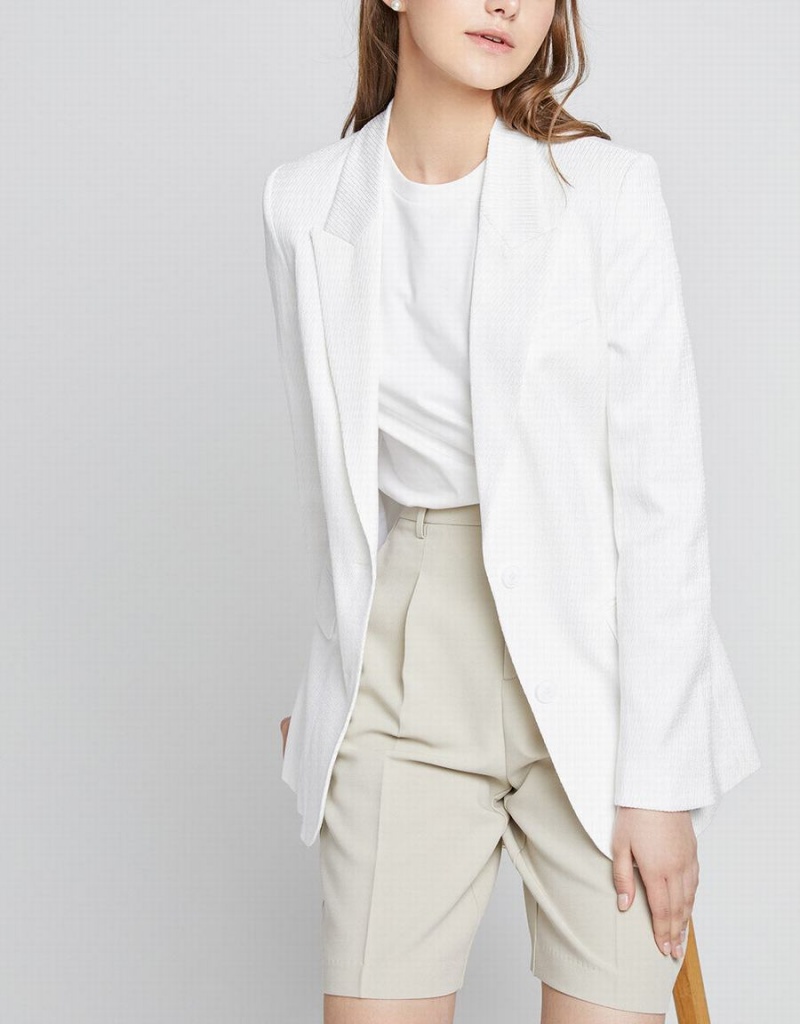 Blazer Urban Revivo Single Breasted Femme Blanche | GZE7028LZ