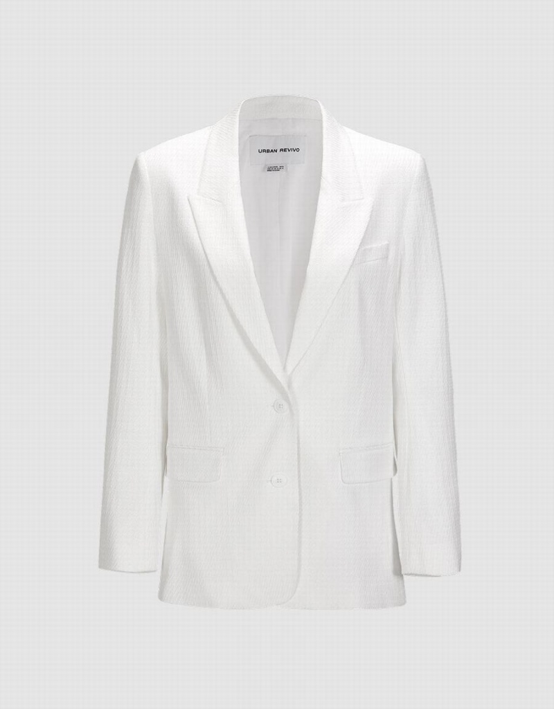 Blazer Urban Revivo Single Breasted Femme Blanche | GZE7028LZ