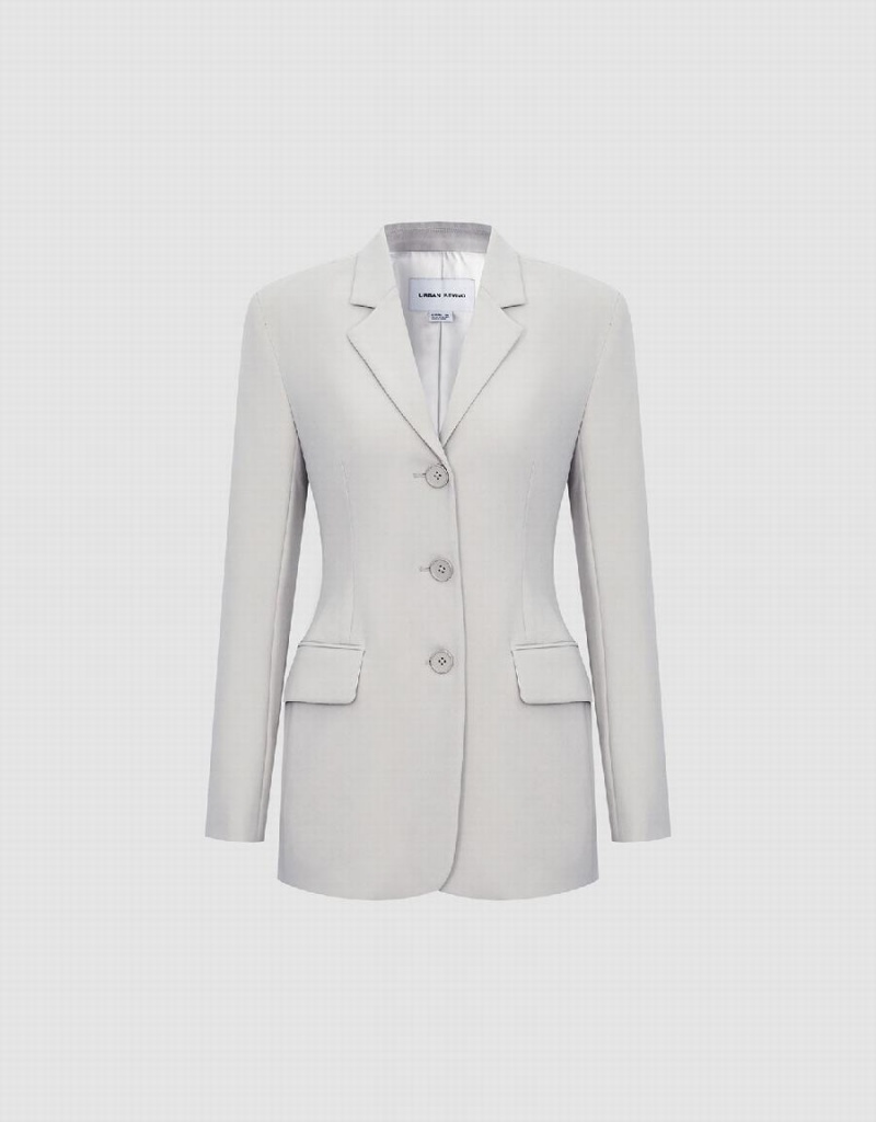 Blazer Urban Revivo Single Breasted Femme Kaki | IAD6795NK