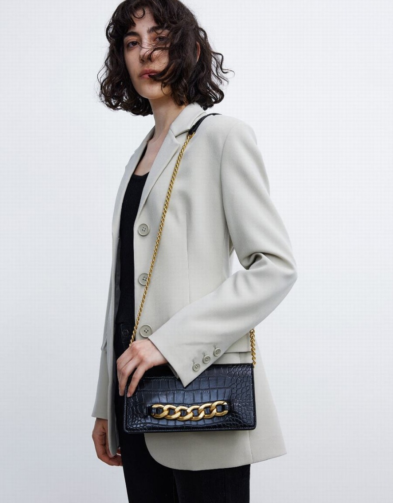 Blazer Urban Revivo Single Breasted Femme Kaki | IAD6795NK