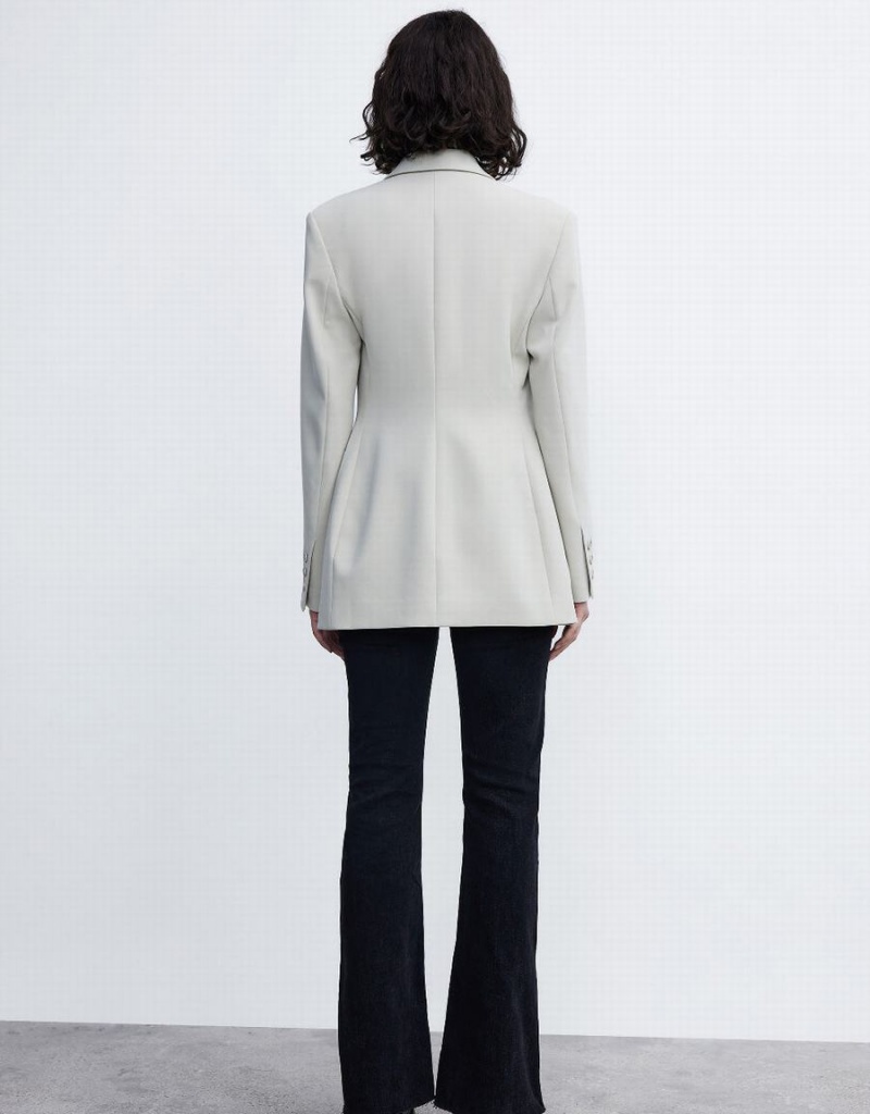 Blazer Urban Revivo Single Breasted Femme Kaki | IAD6795NK