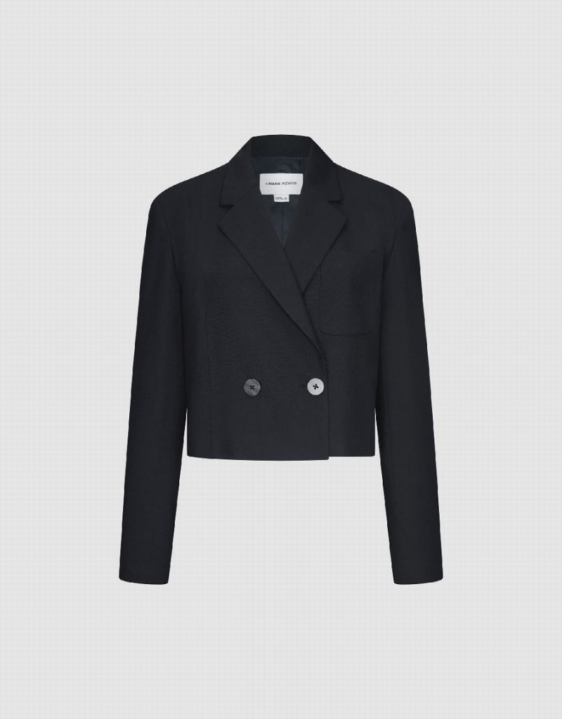 Blazer Urban Revivo Tailored Notch Lapel Femme Bleu | DEX4267BO