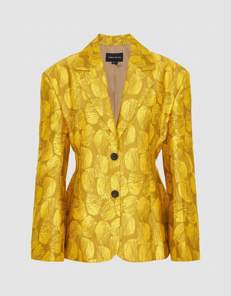 Blazer Urban Revivo Tailored Printed Femme Orange | JRG5120QJ