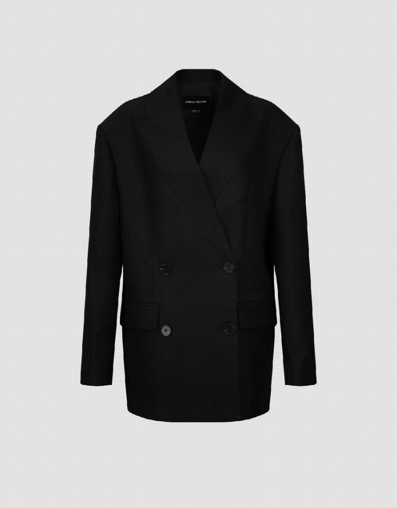 Blazer Urban Revivo Tailored V-Neck Femme Noir | ANY5573RN