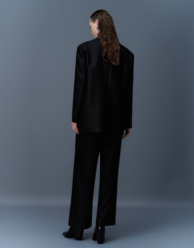 Blazer Urban Revivo Tailored V-Neck Femme Noir | ANY5573RN