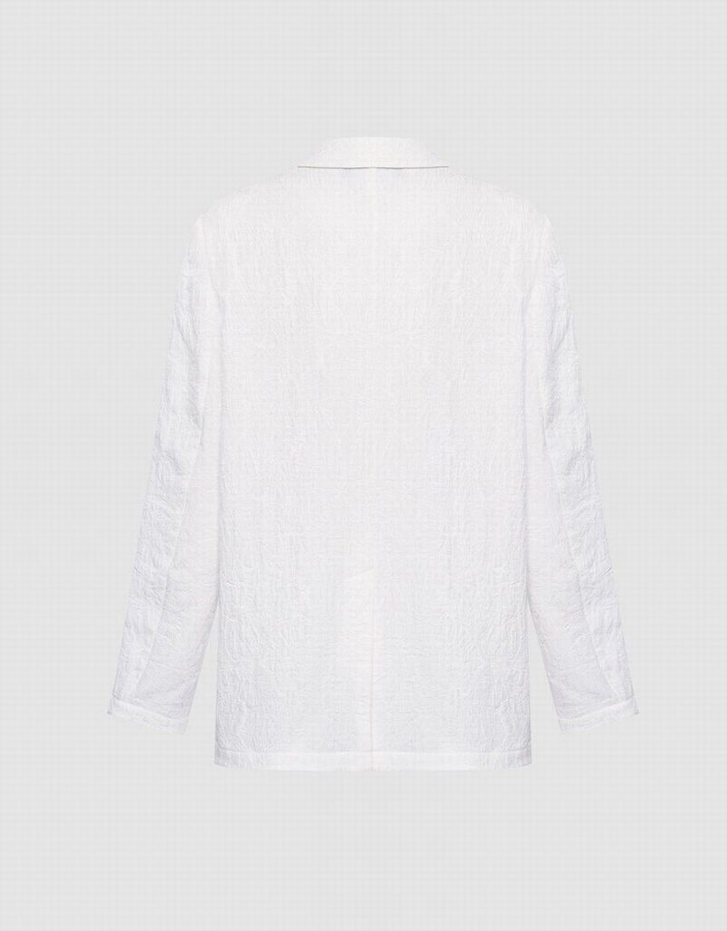 Blazer Urban Revivo Textured Single Breasted Femme Blanche | VHR9335AW