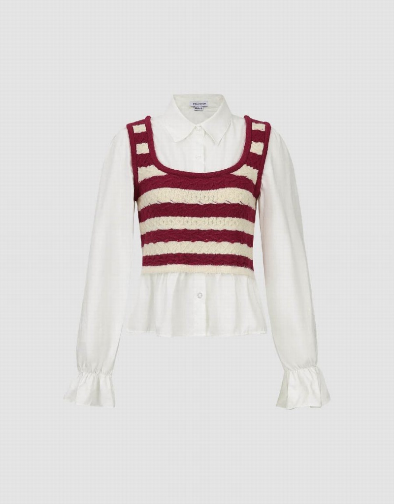 Cardigan Urban Revivo 2 In 1 Tricoté Femme Rouge | KCE6918EM