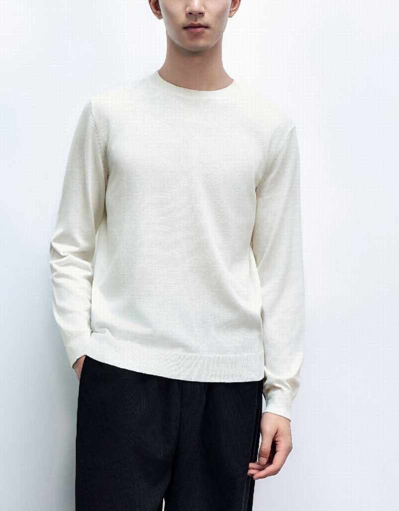 Cardigan Urban Revivo Basic Tricoté Homme Blanche | AAF2996PC
