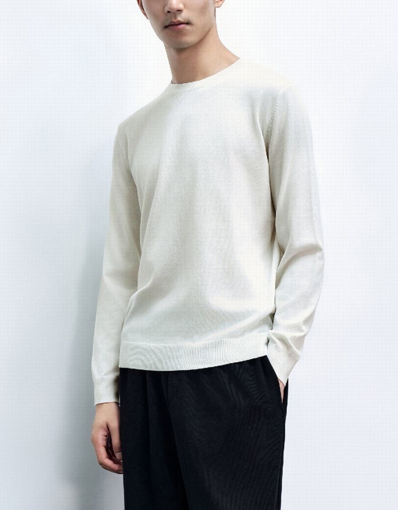 Cardigan Urban Revivo Basic Tricoté Homme Blanche | AAF2996PC