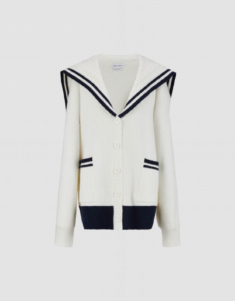 Cardigan Urban Revivo Bow Neck Tricoté Femme Blanche | CAA4330XD