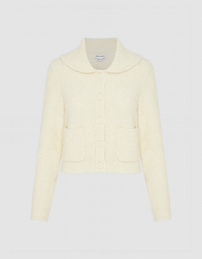Cardigan Urban Revivo Button Up Tricoté Femme Blanche | QLY10088KB