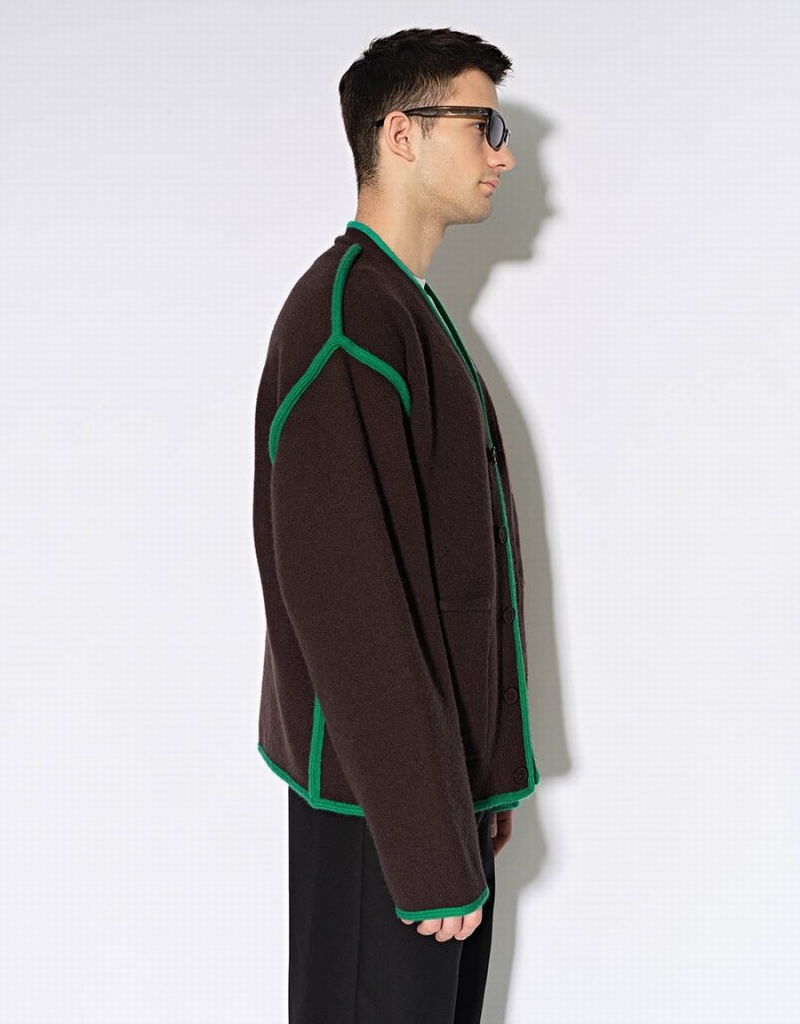 Cardigan Urban Revivo Button Up Tricoté T- Homme Marron | MPL4944HW