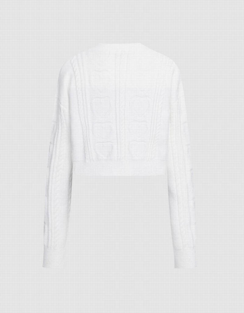 Cardigan Urban Revivo Cable Knit Button Up Femme Blanche | PDJ7288UW