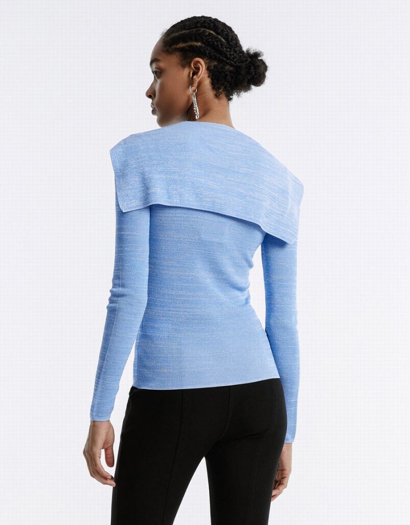 Cardigan Urban Revivo Combination Tie Front Tricoté Top Femme Bleu | TJP3284KT