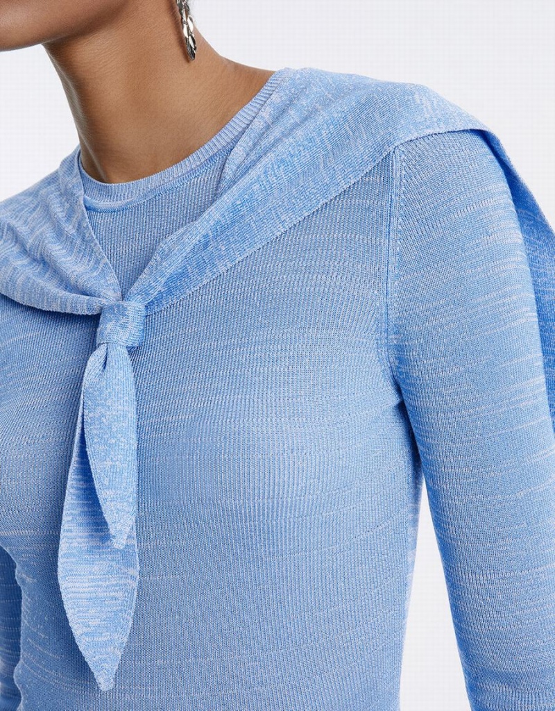 Cardigan Urban Revivo Combination Tie Front Tricoté Top Femme Bleu | TJP3284KT