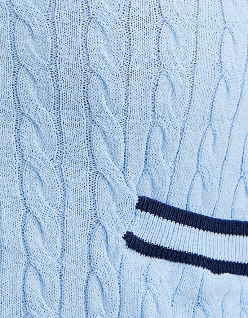 Cardigan Urban Revivo Contrast Trim Fitted Femme Bleu | LNE2149GM