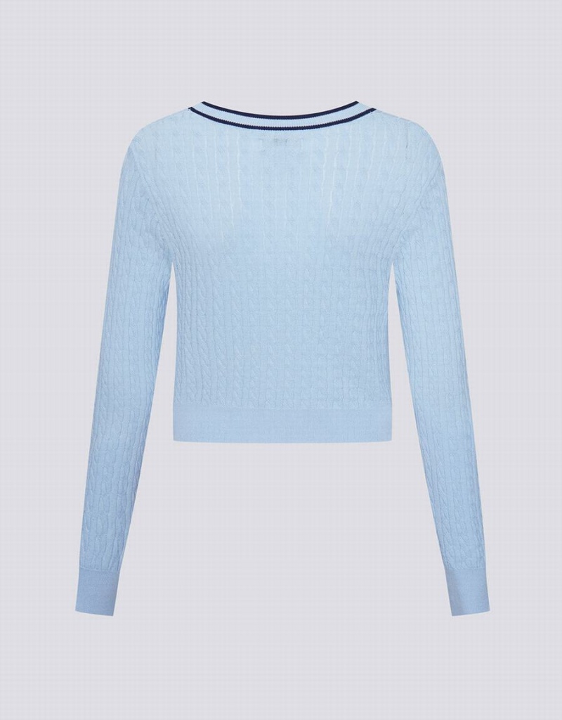 Cardigan Urban Revivo Contrast Trim Fitted Femme Bleu | LNE2149GM