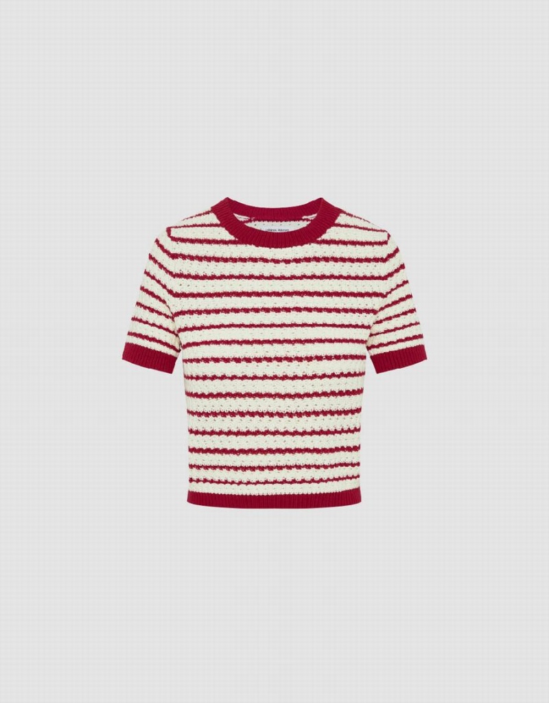 Cardigan Urban Revivo Crew Neck Tricoté Femme Rouge | LDR2195GW