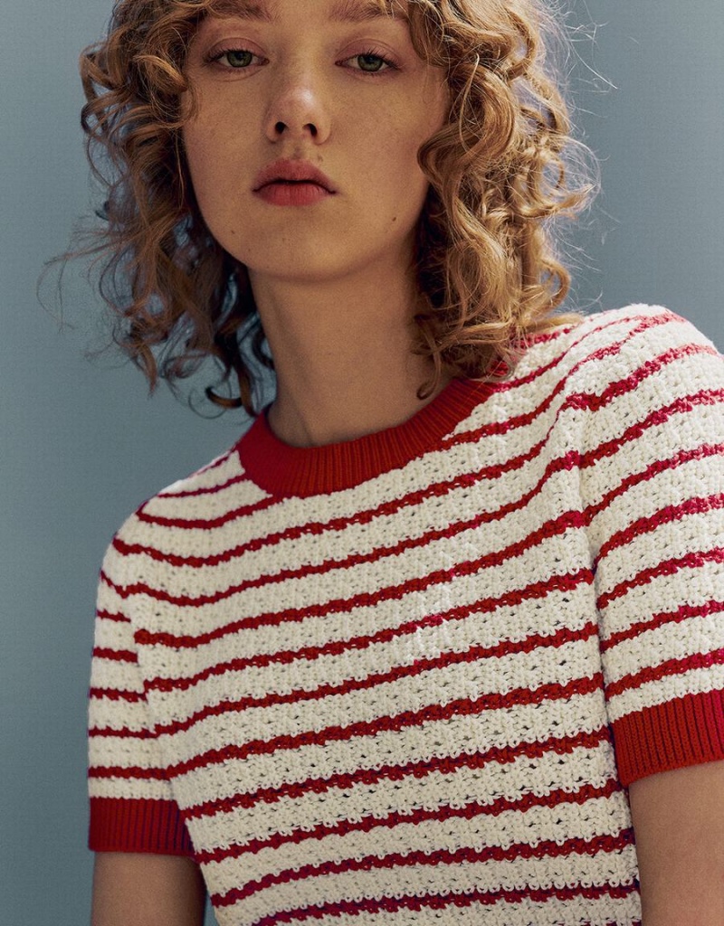 Cardigan Urban Revivo Crew Neck Tricoté Femme Rouge | LDR2195GW