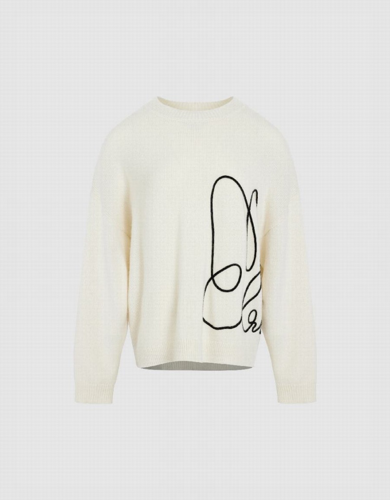 Cardigan Urban Revivo Crew Neck Tricoté Femme Blanche | JZV1440CQ