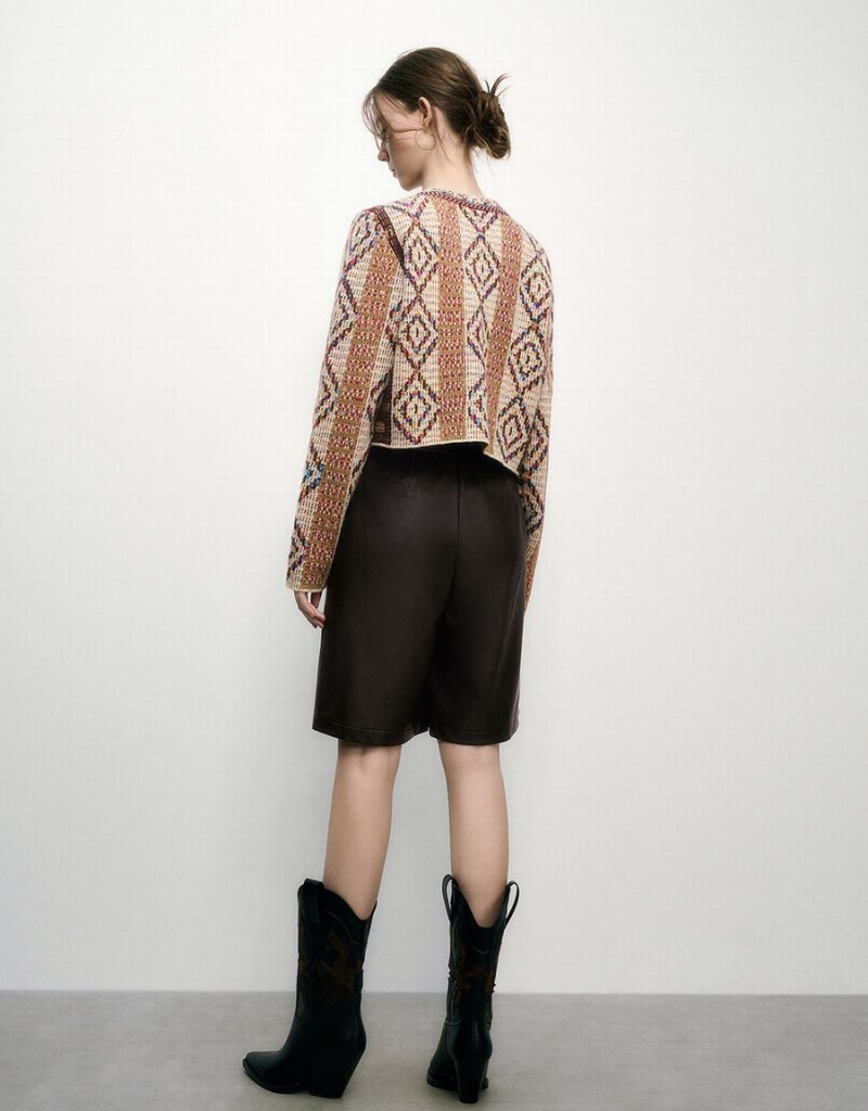 Cardigan Urban Revivo Crew Neck Tricoté Femme Multicolore | SCX5879IT